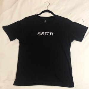 SSUR T-shirt White Print Small Men's Black